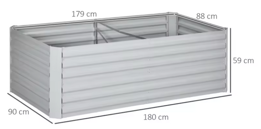 Verhoogd Stalen Tuinbed 180×90×60 cm – Ruime Plantenbak voor Bloemen, Groenten & Kruiden