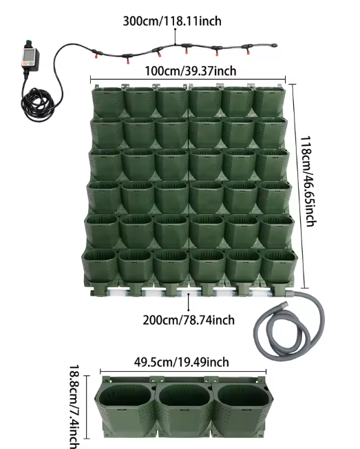 36-delige Verticale Muurplantenbak – Inclusief Zelfwatergevend Druppelirrigatiesysteem