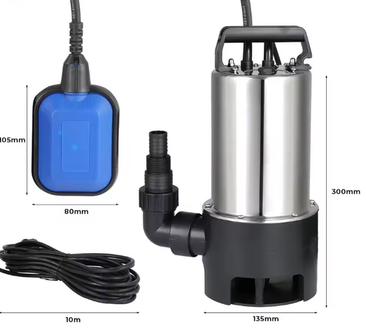 RVS Dompelpomp – 1100W, 16500 L/u, Vuilwaterpomp met Vlotterschakelaar