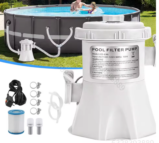 Elektrische Zwembadfilterpomp – 1135 L/u Circulatie met 2 Filterpatronen voor Peuter- en Opzetzwembaden