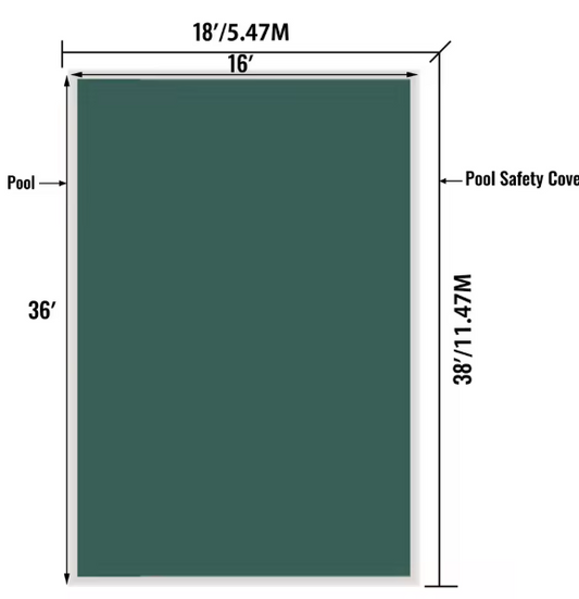 Rechthoekige Zwembadveiligheidsafdekking 550 × 1280 cm of 550 × 1160 cm – Groene Mesh Winterhoes met Complete Installatiekit, Heavy Duty & Kindveilig