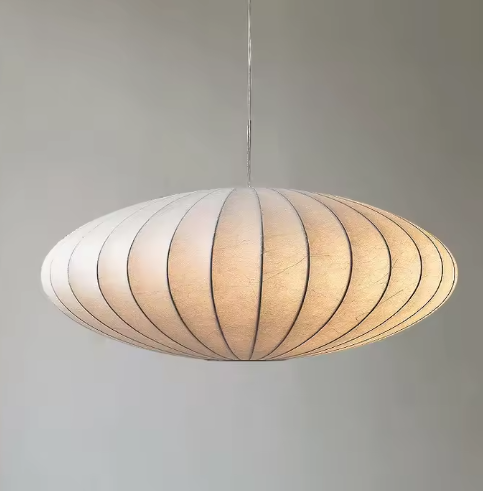 Nordic Wabi Sabi Satijnen Hanglamp – Luxe Zijden Design Hanglamp met E27 Fitting – Moderne Sfeerverlichting voor Woonkamer, Eetkamer & Slaapkamer