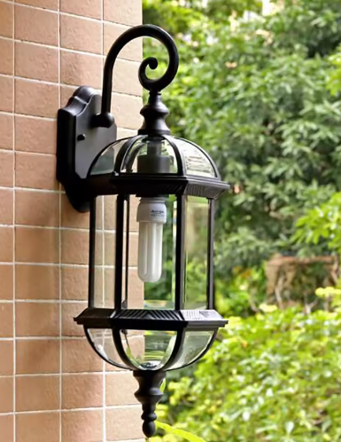 Antieke Retro Wandlamp – Vintage Metaal & Glas, E27 Buitenlamp