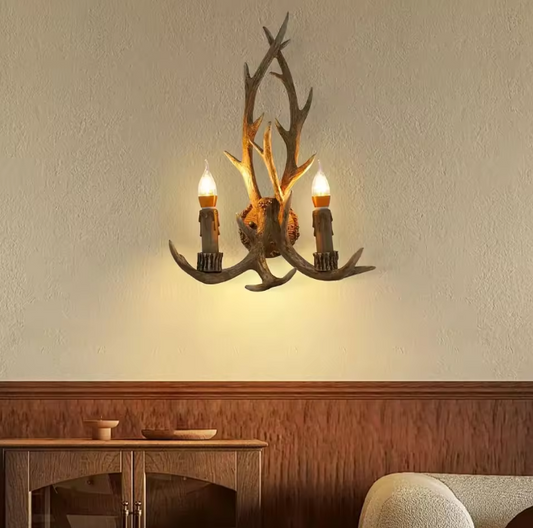 Retro Gewei Wandlamp – Vintage Herten Gewei Plafondlamp met LED