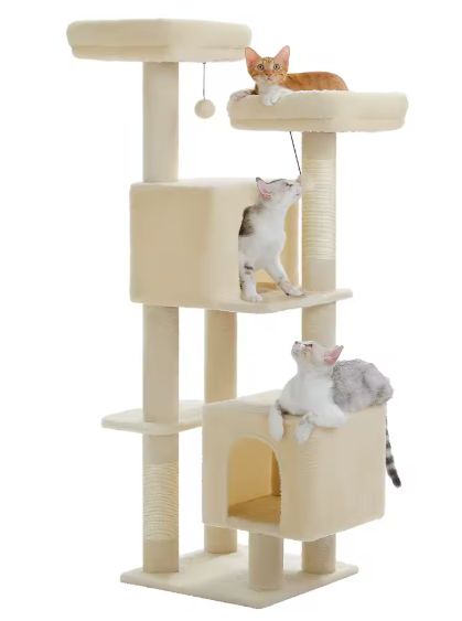 Cactus Krabpaal 133 cm – Kattenboom met Condos, Zitstokken & Sisal