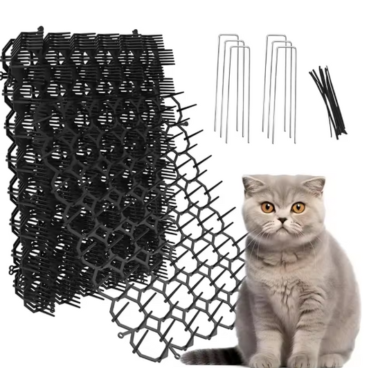 12-delige Anti-Kat Scat Mat Set – Tuin Beschermmatten met Spikes & Kabelbinders, Veilig en Effectief