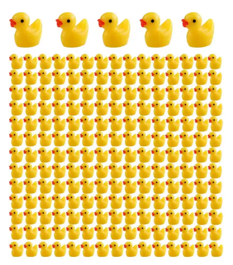 Set van 100 Mini Eend Ornamenten – Gele Hars Decoratie voor Poppenhuizen, Tuinen & Aquaria