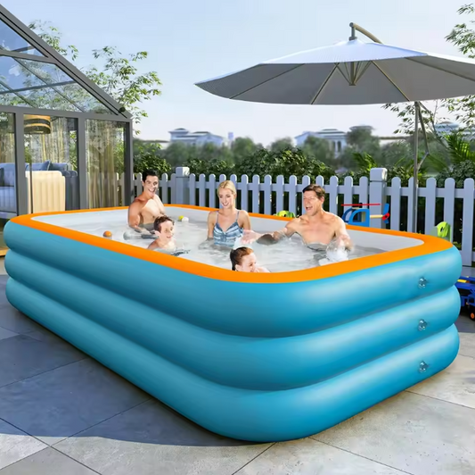 Opblaasbaar Familiezwembad – Groot PVC Rechthoekig Design, Duurzaam & Comfortabel
