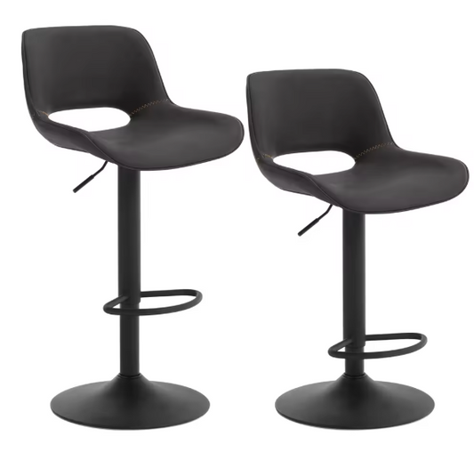 Set van 2 Verstelbare Barkrukken – Kunstleer, 360° Draaibaar & Metalen Frame