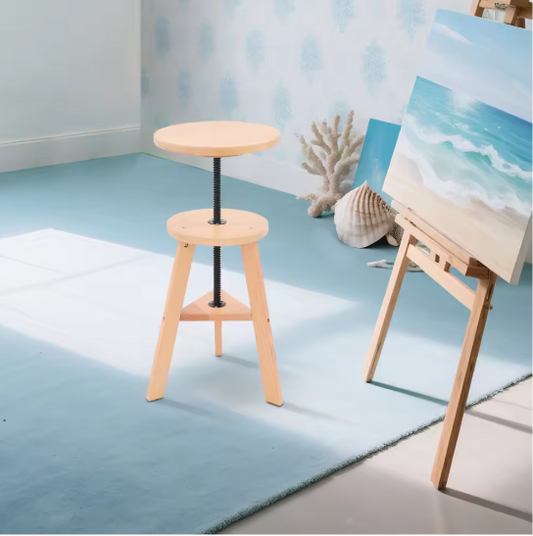 Verstelbare Houten Kruk – 360° Draaibaar, Multifunctioneel & Stevig