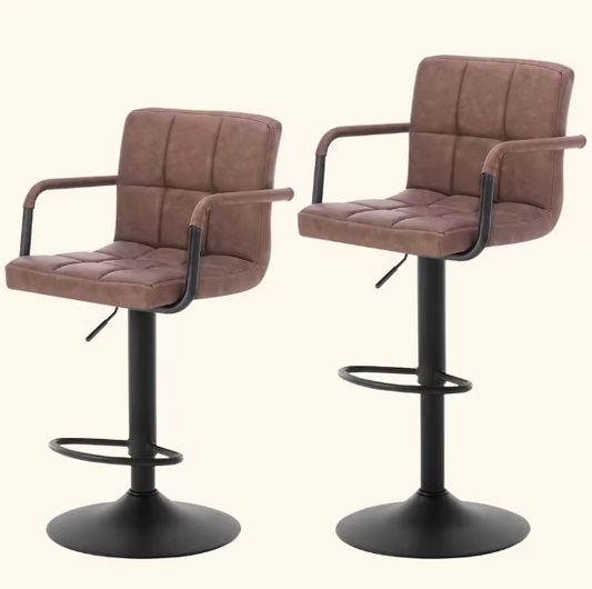 Set van 2 Velvet Barkrukken – Verstelbaar, 360° Draaibaar & Armleuningen