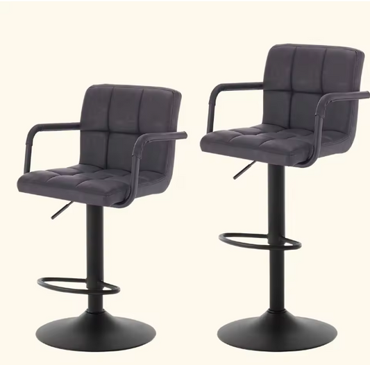 Set van 2 Velvet Barkrukken – Verstelbaar, 360° Draaibaar & Armleuningen