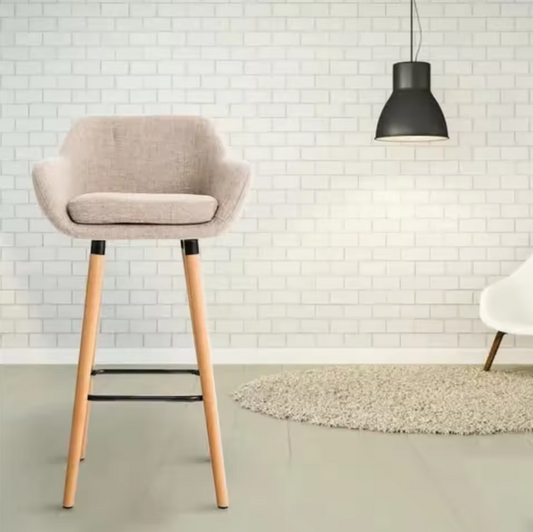 Set van 2 Linnen Barkrukken – Houten Poten, Comfortabel & Stevig