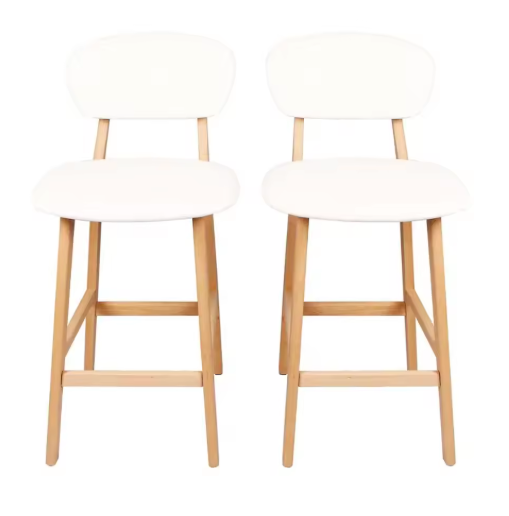 Set van 2 Kunstleren Barkrukken – Massief Houten Frame, Modern en Comfortabel