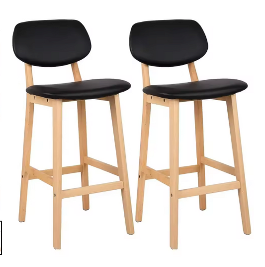 Set van 2 Kunstleren Barkrukken – Massief Houten Frame, Modern en Comfortabel