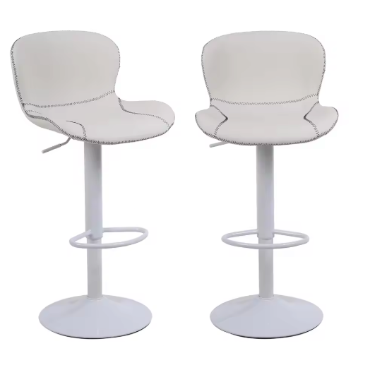 Set van 2 Verstelbare Barkrukken – PU-Leder & Metalen Frame, 360° Draaibaar