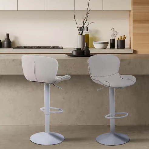 Set van 2 Verstelbare Barkrukken – PU-Leder & Metalen Frame, 360° Draaibaar