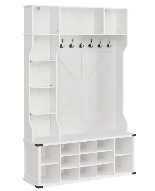 Kledingrek met Kapstok, Schoenenrek en Zitbank – 4-in-1 Halmeubel – SediaXL