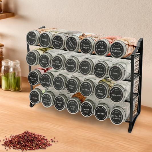 Kruidenrek 4-Laags – Inclusief 28 Potjes, Labels & Organizer