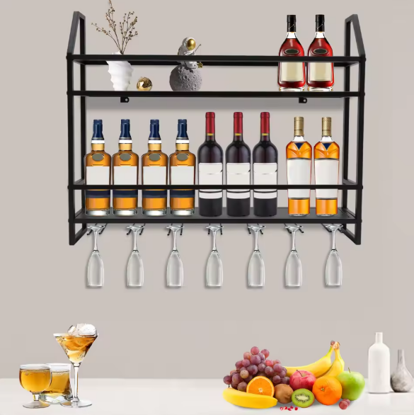 Wijnflessenrek Wijnrek Wandgemonteerd wijnrek Wandgemonteerd wijnrek Iron Art Druifwijnrek Wijnbar Plank Multi-flessenrek (2PCS Wijnflessenrek Wijnrek Wandgemonteerd wijnrek Wandgemonteerd wijnrek Iron Art Druifwijnrek Wijnbar Plank Multi-flessenrek (2PCS