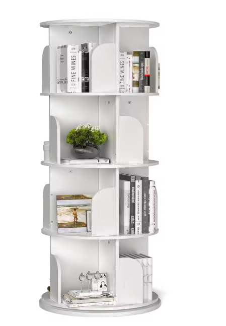 Draaibare Boekenkast met 2 Etagères, 360° Display Ronde Hoekkast