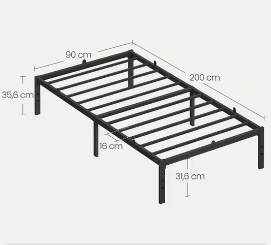 Metalen Bedframe met Onderbed Opslag, Eenvoudig Design