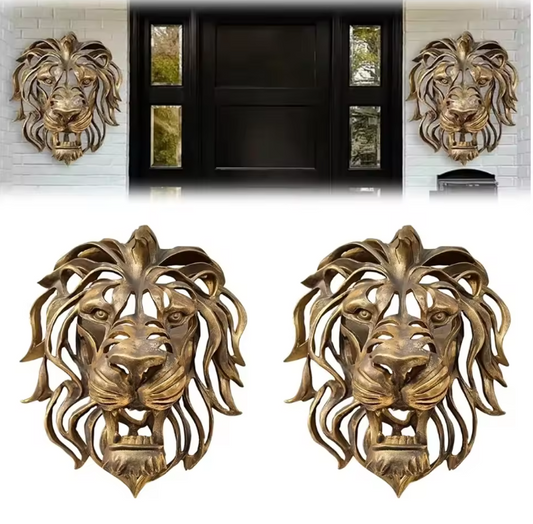 Leeuwenkop Wanddecoratie – Luxe Wandsculptuur van Resin met Gedetailleerd Reliëf