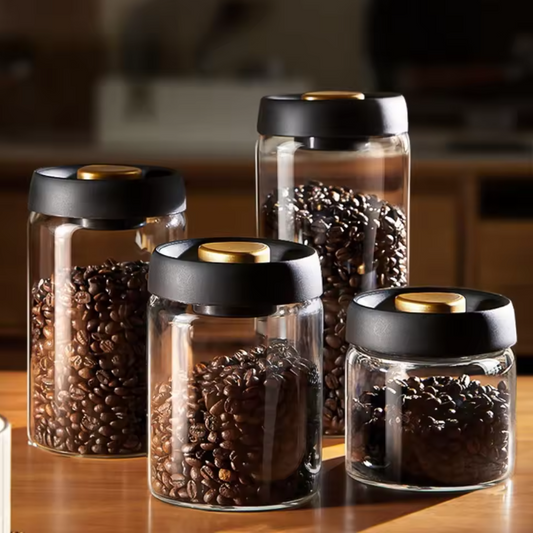 Glazen Vacuüm Voorraadpot – Luchtdichte Bewaarpot voor Koffiebonen en Voedsel