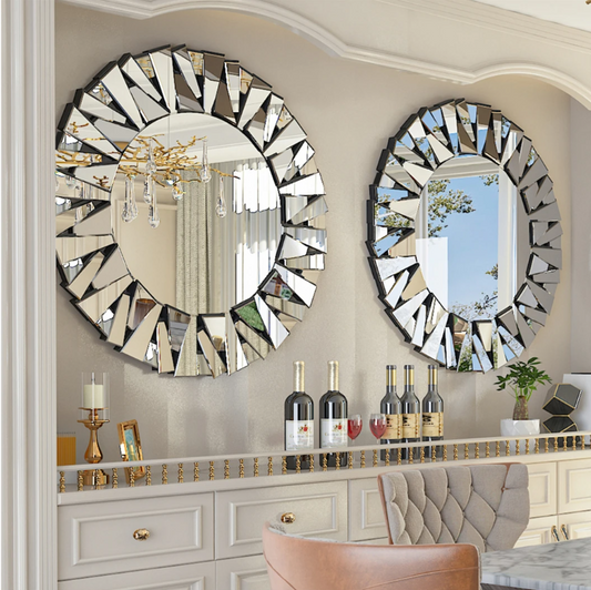Ronde Wandspiegel 80 cm – Decoratieve Spiegel met Facetrand voor Woonkamer, Hal of Badkamer