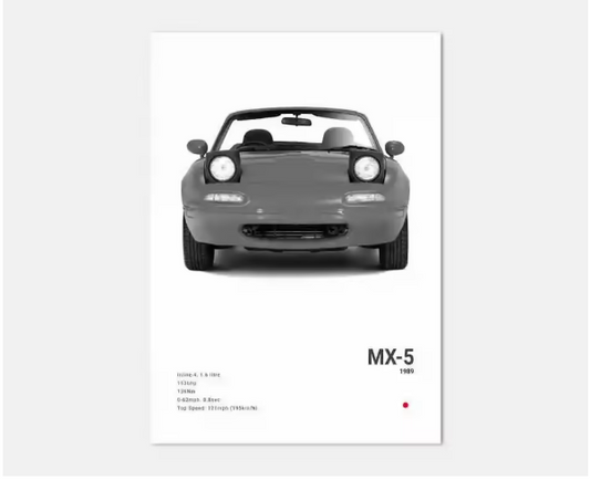 Zwart-Witte Japanse Sportauto Canvas Poster – Pop Art Wanddecoratie voor Garage en Kamer