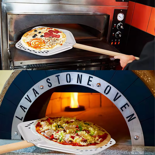 Aluminium Pizza Schep met Gaten – Pizza Peel met Afneembare Handgreep
