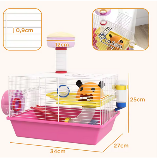 Hamsterkooi met Observatietoren, Oefenwiel en Huis – Complete Knaagdierkooi