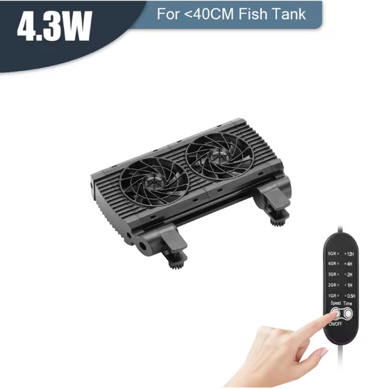 Aquarium Koelventilator met 8 Snelheden – Verstelbare Fan voor Vissentank tot 15 mm Glas
