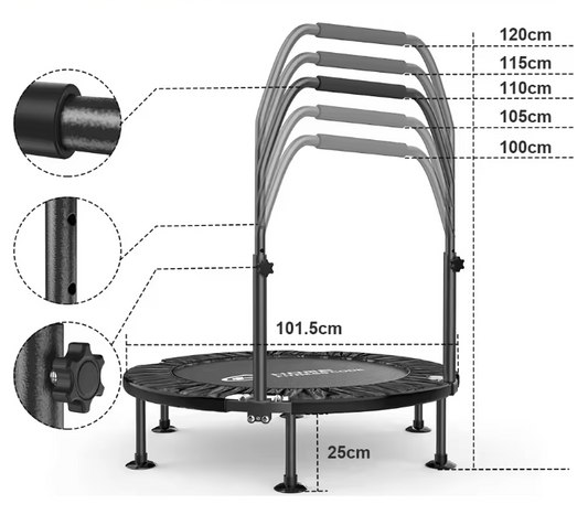 Opvouwbare Fitness Trampoline met Handgreep – Mini Rebounder voor Indoor Training