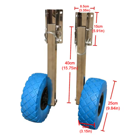 Opvouwbare Boot Trailer Wielen – Set van 2 met RVS Beugels voor Opblaasbare Boot en Dinghy