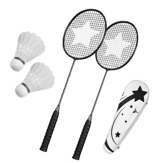 Professionele Badminton Rackets Set met 2 Shuttlecocks en Rugtas – Lichtgewicht Aluminium-Carbon voor Outdoor Gebruik