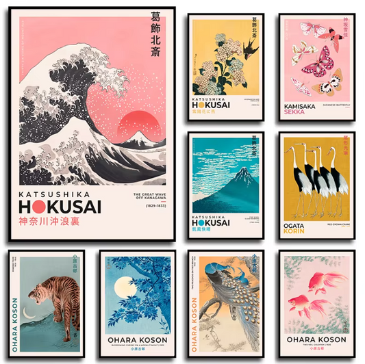 Japanse Vintage Landschap Canvas Poster – Klassieke Wanddecoratie