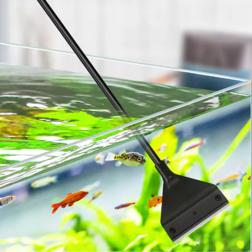 Aquarium Algen Schraper – Reinigingstool voor Glas en Zand met Lange Steel