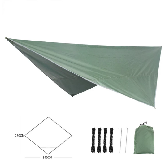 Waterdichte Tarp 340x260 cm – Ultralight Tentzeil met UV-Bescherming voor Camping en Outdoor