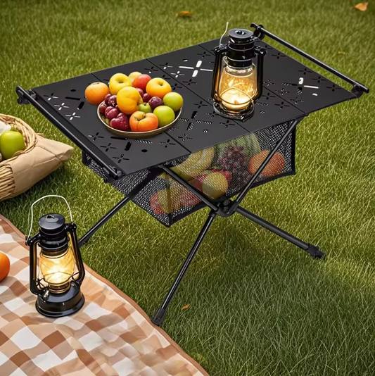 Opvouwbare Campingtafel met Opbergnet – Lichtgewicht Aluminium Bijzettafel voor Outdoor Gebruik