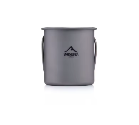 Titanium Camping Mok met Deksel – Lichtgewicht Outdoor Beker voor Hiking en Camping