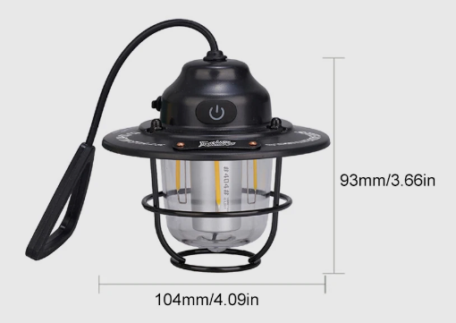 Retro LED Camping Lamp – Dimbare Lantaarn met USB-C en 4 Lichtstanden, Waterdicht