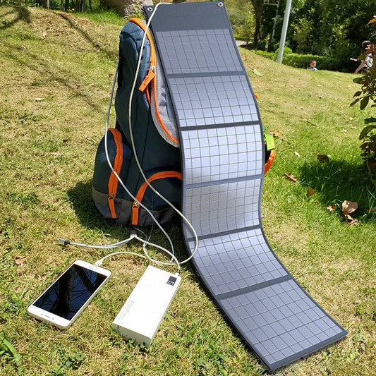 Draagbaar Opvouwbaar Zonnepaneel – Solar Charger met USB en DC Output voor Outdoor en Camping