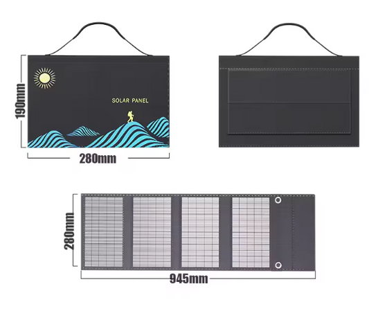 Draagbaar Opvouwbaar Zonnepaneel – Solar Charger met USB en DC Output voor Outdoor en Camping