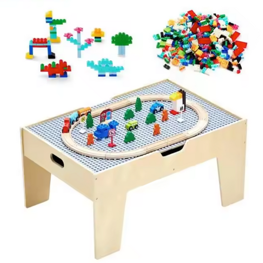 Kinder Speeltafel met Bouwblokken – 5-in-1 Activiteitentafel met Treinset en Opbergruimte
