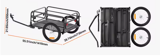 Fietskar Bagagekar – Opvouwbare Fiets Trailer met Grote Laadcapaciteit