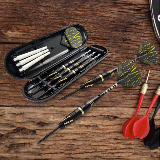 Stalen Dartpijlen Set van 3 – Lichtgewicht Darts met Vervangbare Shafts en Opbergdoos