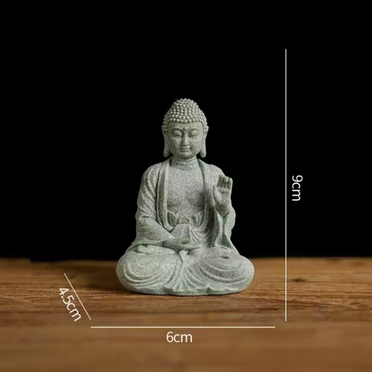 Boeddha Beeld Set – Zandsteen Look Zen Decoratie voor Meditatie en Spirituele Ruimte