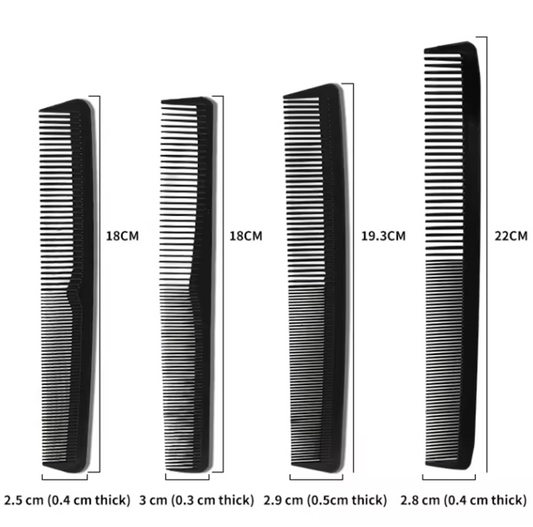 4-delige Carbon Kammen Set – Professionele Haar Kammen voor Styling en Hoofdmassage