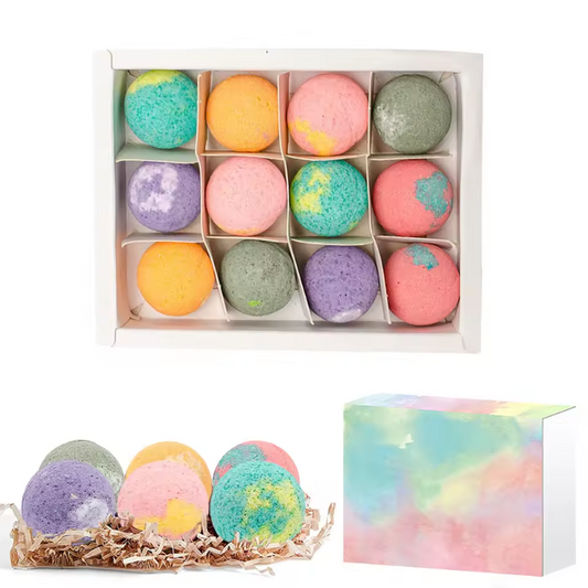 Badbruisballen Set 12 Stuks – Mini Spa Bombs met Essentiële Oliën